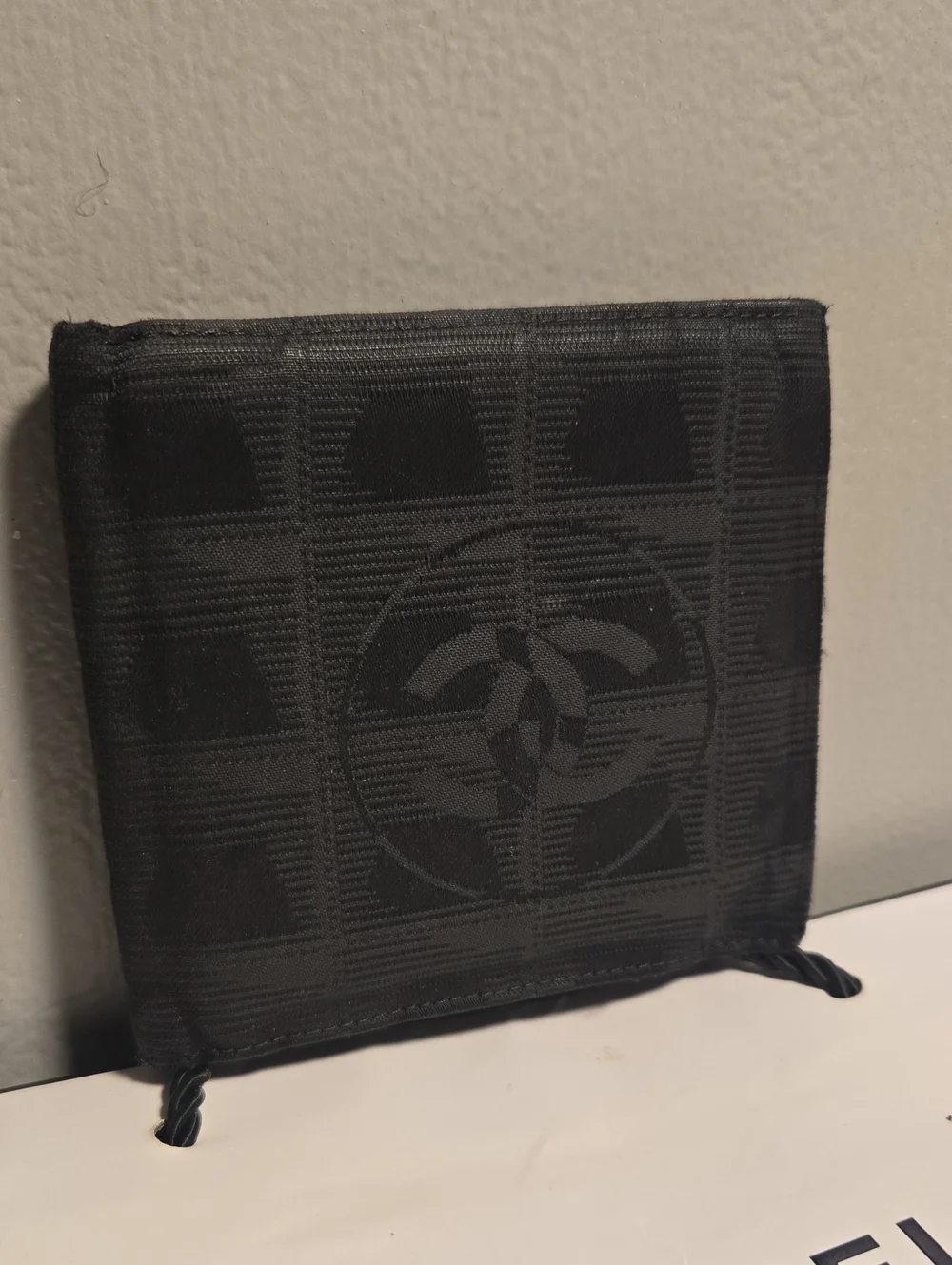 CHANEL Travel Line Black Quilted Fabric Bi-Fold Wallet